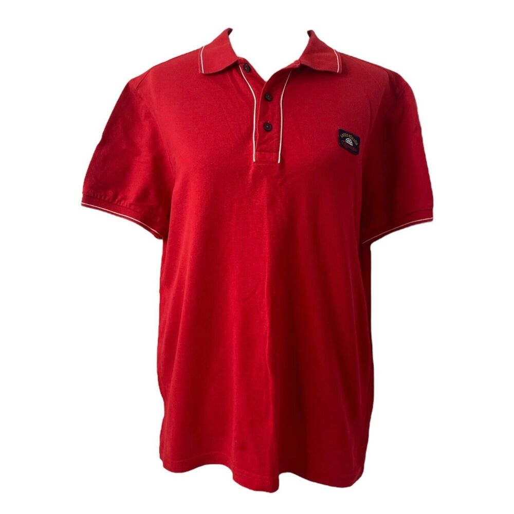 Louis Feraud Regatta Mens Polo Shirt Red Short Sleeve Size Medium